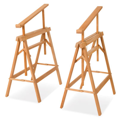 Jullian Heritage Trestle Set - Set of Two trestles with top supports shown at drafting angle