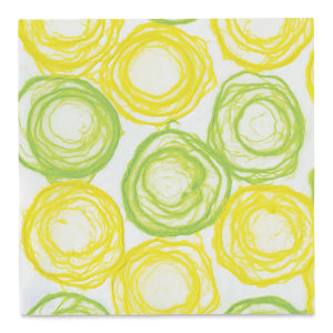 Black Ink Thai Mulberry Whimzy Decorative Paper - Yellow/Green, 12" x 12"