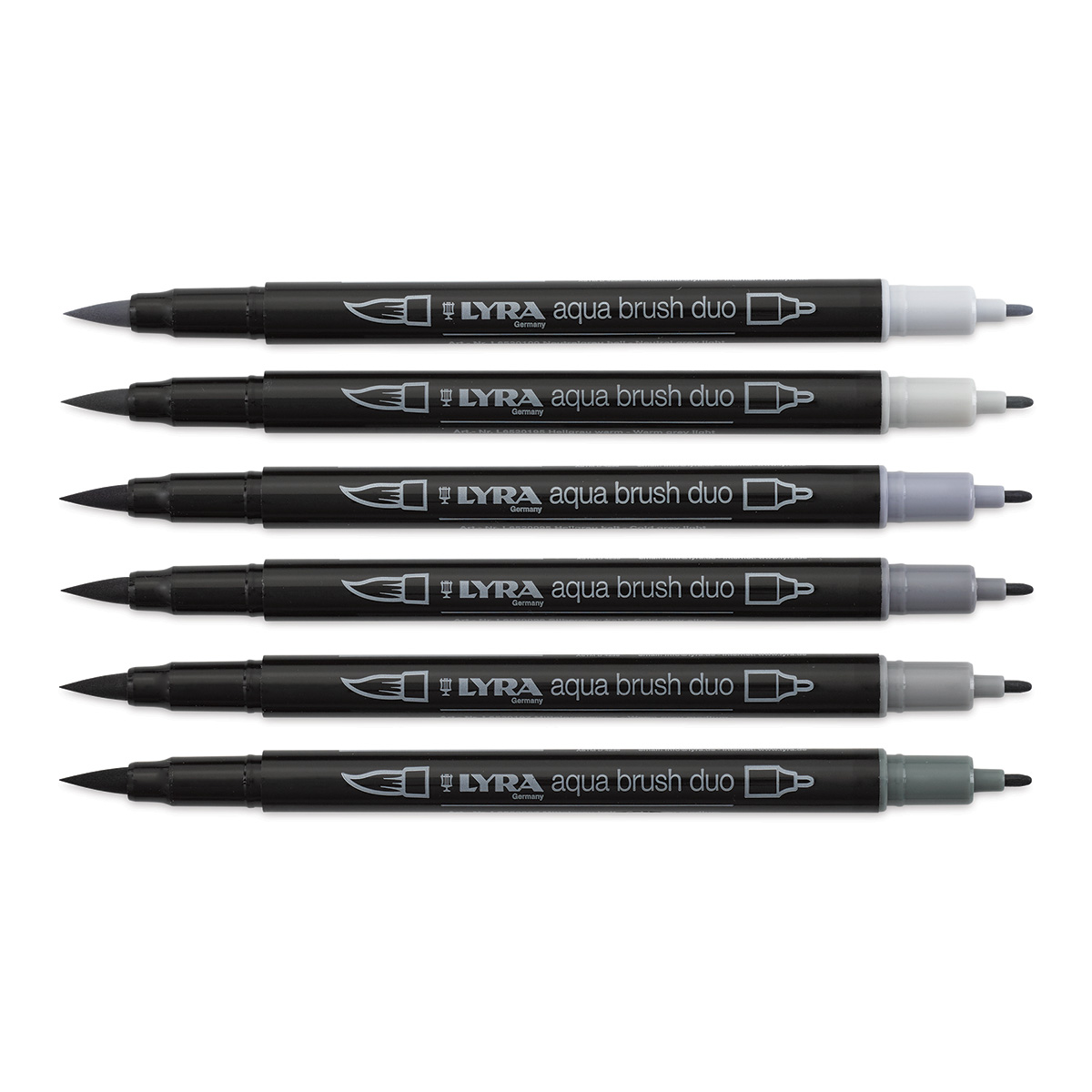 Lyra Aqua Brush Duo 6 Pen Set - Grey Tones