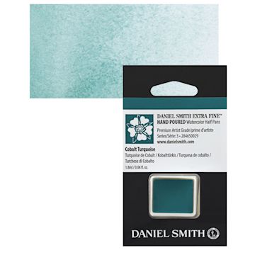Open in modal - Daniel Smith Extra Fine Watercolor Half Pan - Cobalt Turquoise and swatch