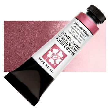 Open in modal - Daniel Smith Luminescent Watercolor - Iridescent Ruby, 5 ml, Tube and swatch