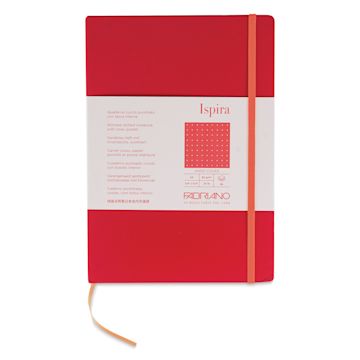 Open in modal - Fabriano Ispira Hard-Cover Notebook - Red, 5-4/5" x 8-1/4", Dot Grid, front cover
