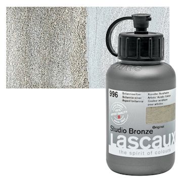 Open in modal - Lascaux Studio Bronze Acrylic - Britannia Silver, 85 ml bottle and swatch