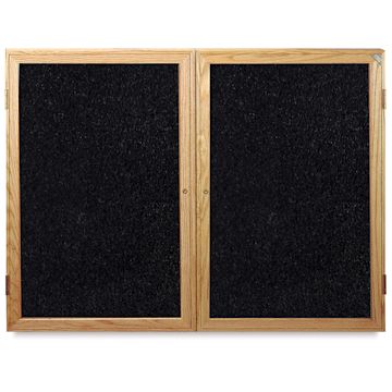 Open in modal - Ghent Enclosed Recycled Rubber Tackboards - 48" x 36" x 2 1/4", Oak, 2 Door