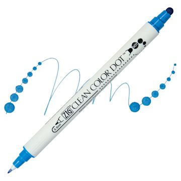 Open in modal - Zig Clean Color Dot Dual Tip Marker - Blue, swatch and marker