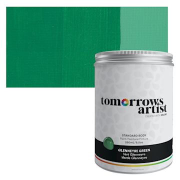 Open in modal - Tomorrow's Artist Eco-Friendly Standard Body Acrylic Paint - Glennerye Green, 250 ml jar and swatch