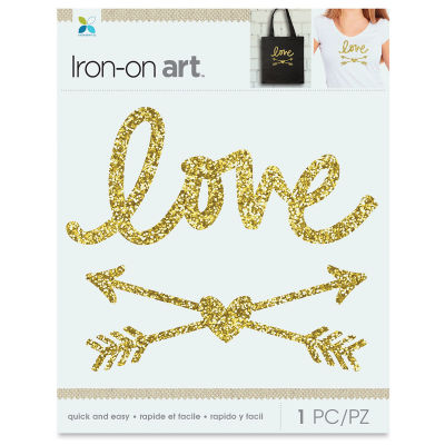 Momenta Iron-On Art - Gold Glitter Love