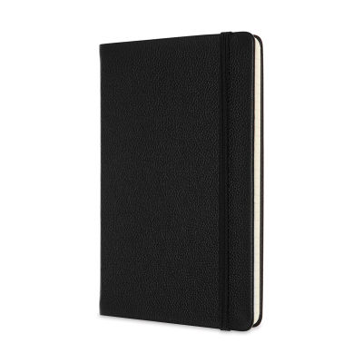 Moleskine Classic Leather Notebook - Black, Large, Ruled, 5" x 8-1/4" (front view)