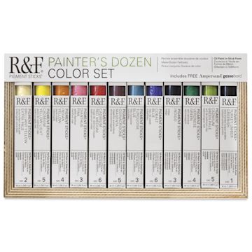 Open in modal - R&F Pigment Sticks - Painter's Dozen, Set of 12 Colors front of package