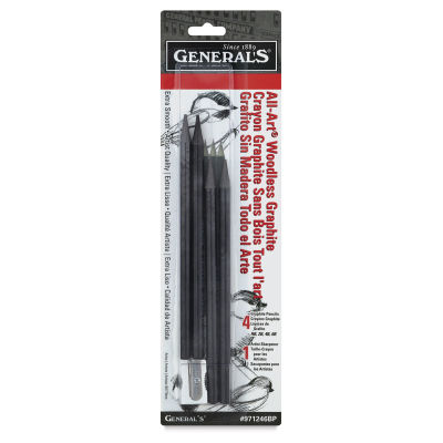 General's Pure Woodless Graphite - Front of blister package showing 4 pcs of graphite
