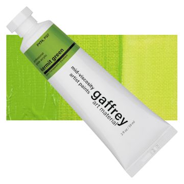 Open in modal - Gaffrey Art Material Standard Body Acrylic Paint - Kermit Green, 59 ml tube and swatch
