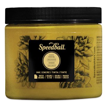 Open in modal - Speedball Water-Soluble Block Printing Ink- Gold (Metallic), 16 oz