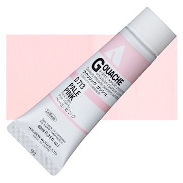 Open in modal - Holbein Acrylic Gouache - Pale Pink, 40 ml tube and swatch