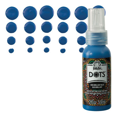 FolkArt Dots Acrylic Paint - Brilliant Blue, Swatch with bottle