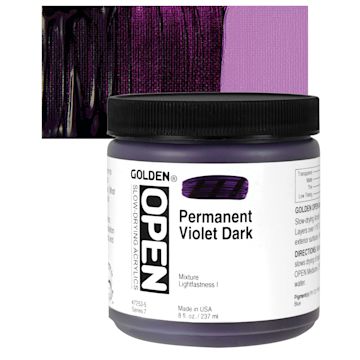 Open in modal - Golden Open Acrylic - Permanent Violet Dark, 8 oz Jar and swatch