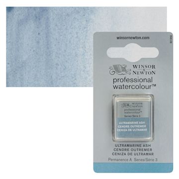 Open in modal - Winsor & Newton Professional Watercolor - Ultramarine Ash, Half Pan and swatch