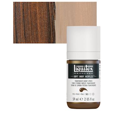 Open in modal - Liquitex Soft Body Artist Acrylic - Transparent Burnt Umber, 59 ml bottle and swatch