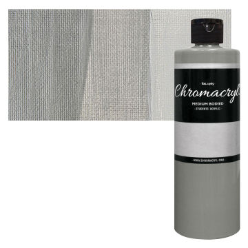 Chromacryl Students' Acrylics - Silver, 16 oz bottle and swatch