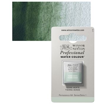 Open in modal - Winsor & Newton Professional Watercolor - Terre Verte, Half Pan and swatch