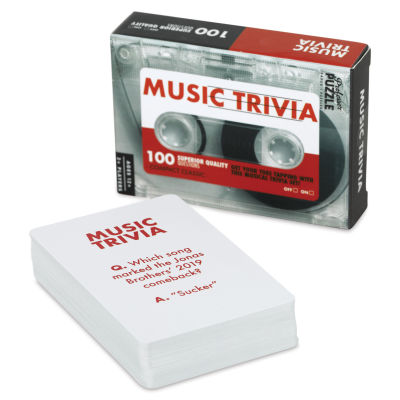 Professor Puzzle Mini Music Trivia Game (packaging and question card deck)