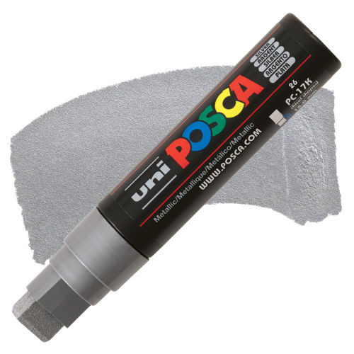 Uni Posca Paint Marker - Silver, Extra Broad Tip, 15 mm