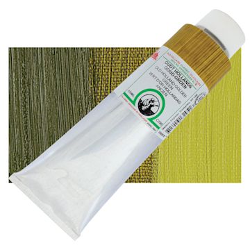 Open in modal - Old Holland Classic Oil Color - Old Holland Golden Green, 225 ml tube and swatch