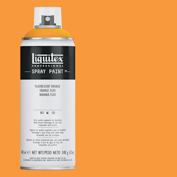 Open in modal - Liquitex Professional Spray Paint - Fluorescent Orange, 400 ml can and swatch