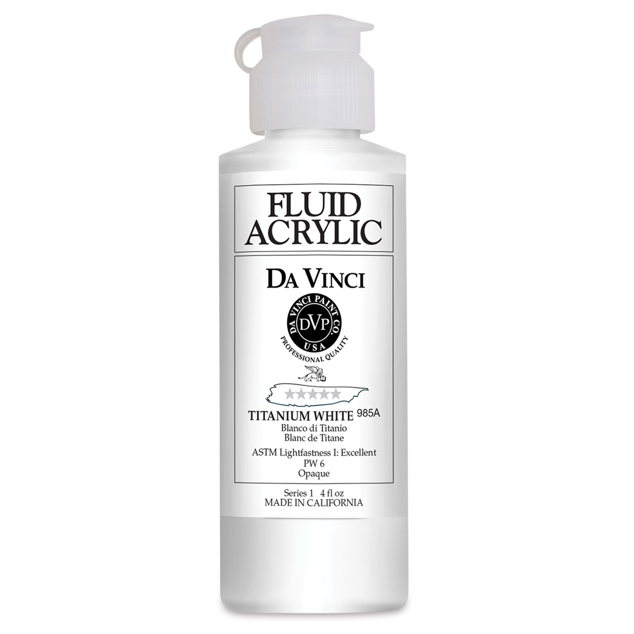 Da Vinci Titanium White Artist Fluid Acrylic Paint – 4oz