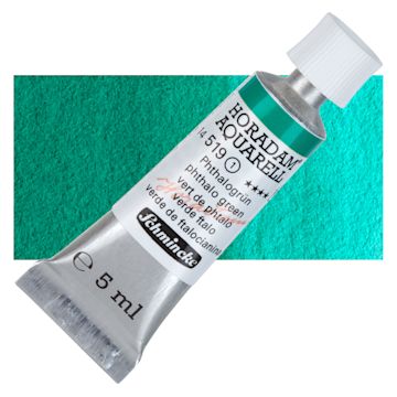 Open in modal - Schmincke Horadam Aquarell Watercolor - Phtalo Green, 5 ml tube and swatch