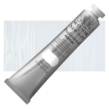 Open in modal - Winsor & Newton Professional Acrylic Paint - Mixing White, 200 ml tube and swatch
