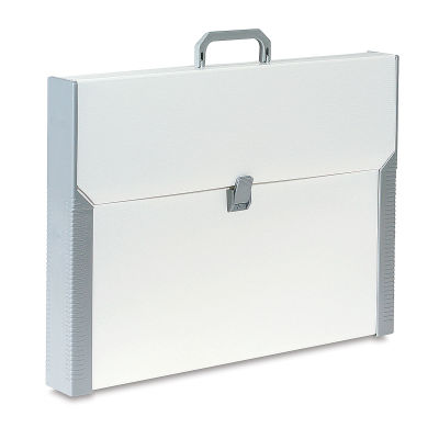 Koh-I-Noor Portable Drawing Board - Upright and closed for transport showing lock and handle