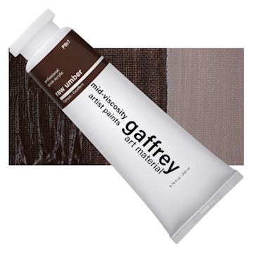 Open in modal - Gaffrey Art Material Standard Body Acrylic Paint - Raw Umber, 200 ml tube and swatch