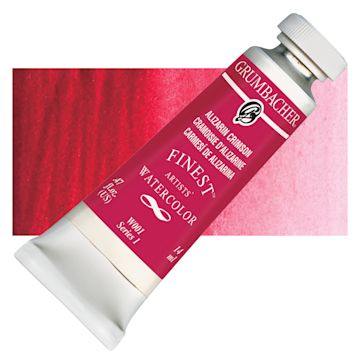 Open in modal - Grumbacher Finest Artists' Watercolor - Alizarin Crimson, 14 ml tube and swatch