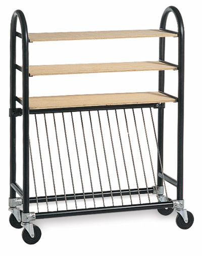 Kiln Shelf Cart - Left Angled view showing Heavy Duty Casters, shelves and vertical storage