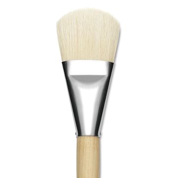 Open in modal - Silver Brush Silver Jumbo White Hog Bristle Brush - Filbert, Mid-Handle, Size 40, close-up