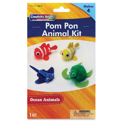Creativity Street Pom Pon Animal Kit - Ocean Animals, Set of 4 (front of packaging)