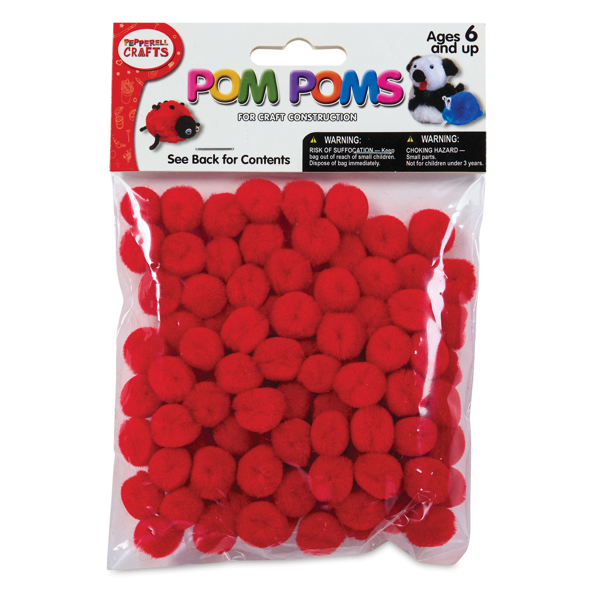 1 Red Craft Pom Poms - Pom Poms - Kids Crafts - Craft Supplies