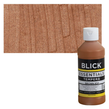 Blick Essentials Tempera - Brown, 8 oz bottle with swatch