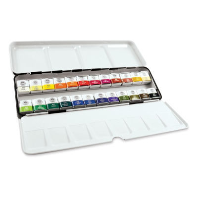 Sargent Art Professional Watercolor - Set of 24 open showing paint pans and palette tin