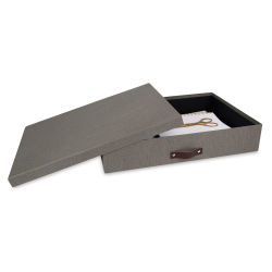 Bigso Document Boxes - Gray canvas box with lid removed slightly