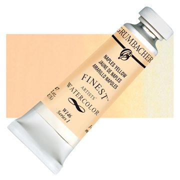 Open in modal - Grumbacher Finest Artists' Watercolor - Naples Yellow, 14 ml tube and swatch