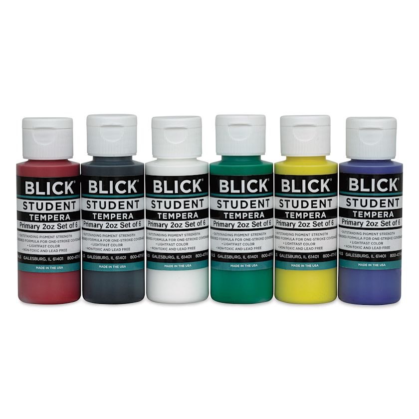 Blick Student Grade Tempera - Primary Colors, 6-Color Pack, 2 oz ...