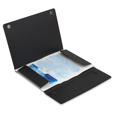 Itoya Magnet Closure Portfolio Case - Shown open with Sailboat picture inserted
