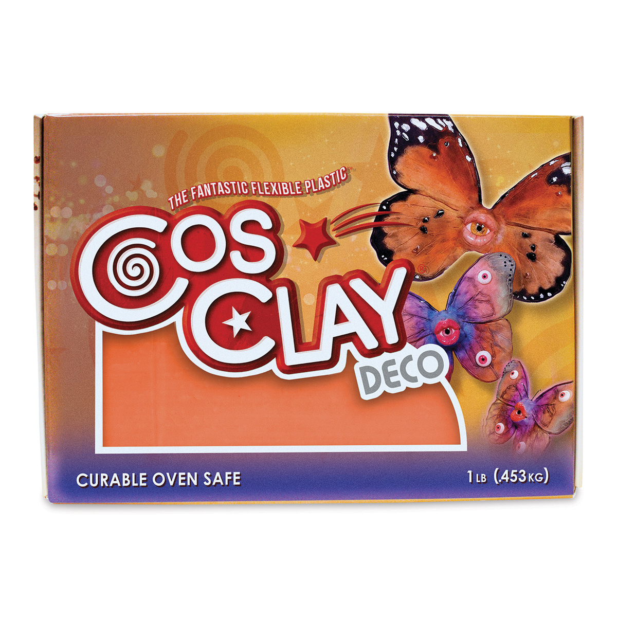 Cosclay Deco Flexible Polymer Clay - Orange, 1 lb