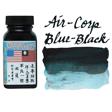 Open in modal - Noodler's Ink Fountain Pen Ink - Aircorp Blue-Black, swatch and bottle