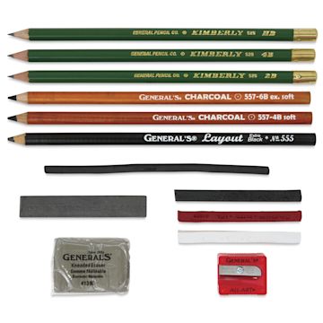 Open in modal - General's Drawing Class Essential Tools Kit , contents laid out