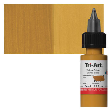 Tri-Art Low-Viscosity Artist Acrylic - Yellow Oxide, Tube with Swatch
