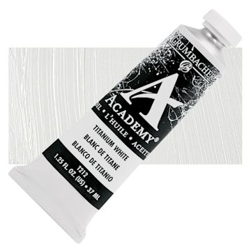 Open in modal - Grumbacher Academy Oil Color - Titanium White, 37 ml tube and swatch