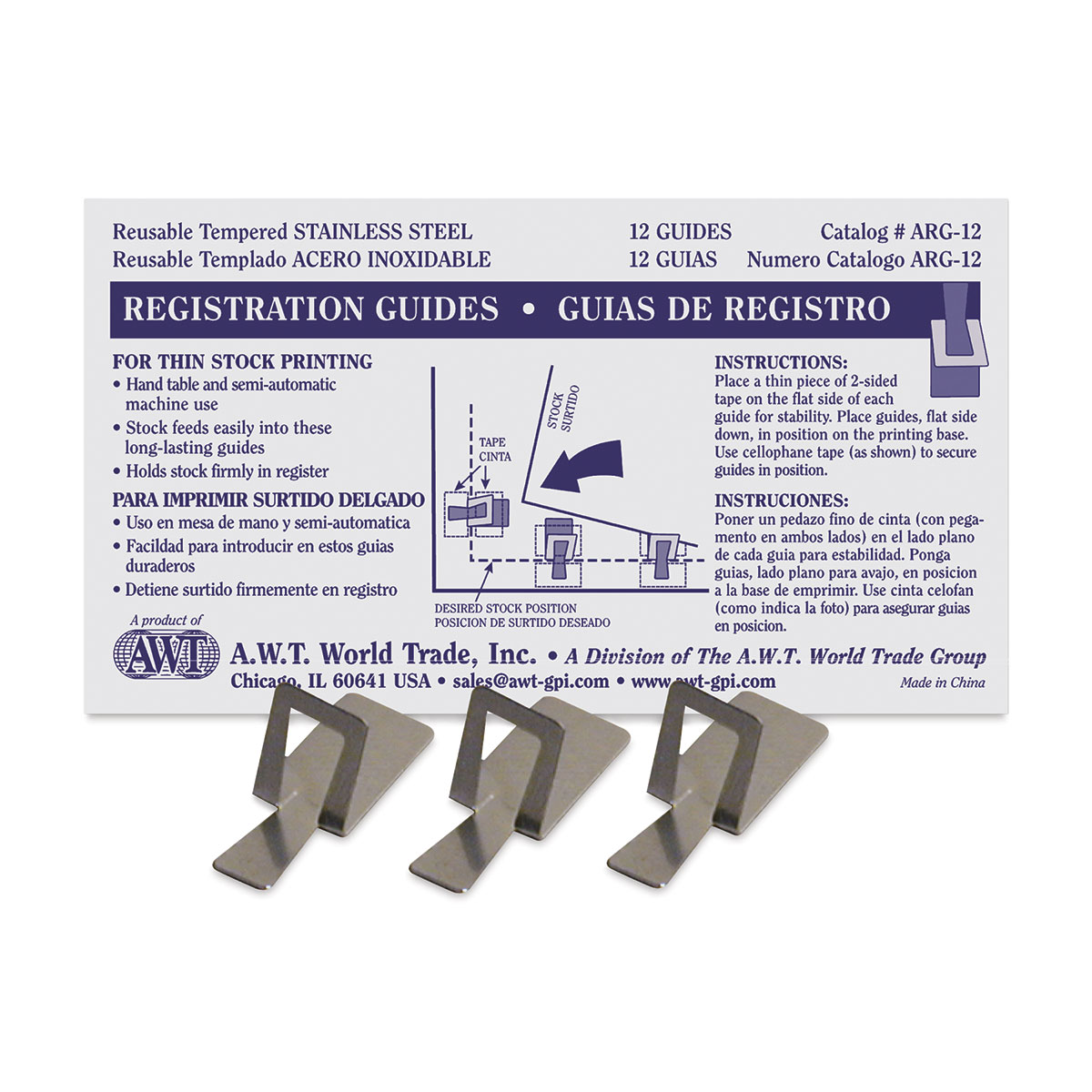 AWT Stainless Steel Registration Guides - Pkg of 12
