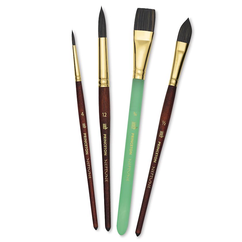 Princeton Neptune Synthetic Squirrel Brushes Set of 4 BLICK Art